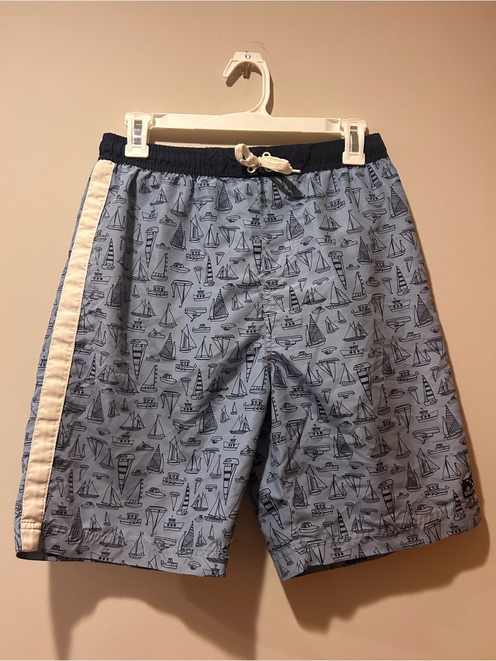 Swim Trunks Shorts Boys Size 14/16 Mesh Lined‎ Blue Nautical Sailboats Beach